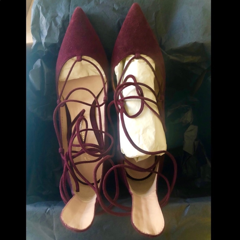Gianvito Rossi/Lace Up Pumps/Burgundy - Picture 1 of 8
